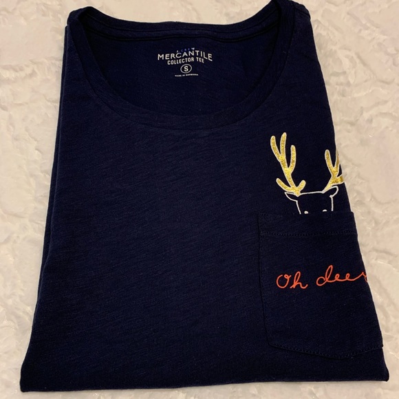 J Crew “OH DEER” Mercantile Tee Navy Blue Sz Small - Picture 3 of 10